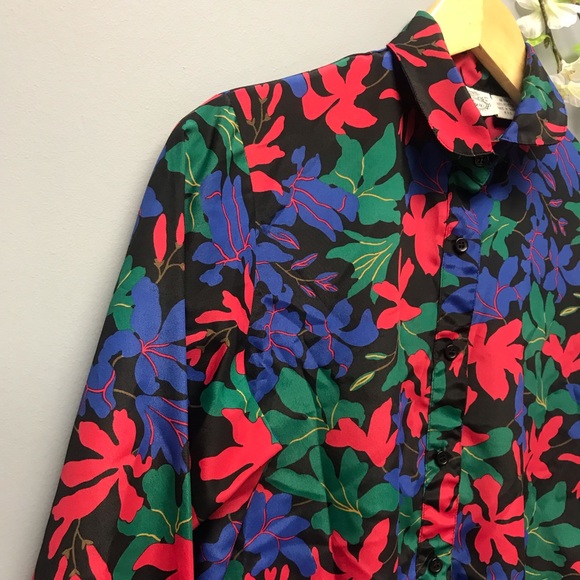 The Villager Vintage Women’s Blouse Floral Print Long Sleeves Size 6 [R] - Picture 3 of 6